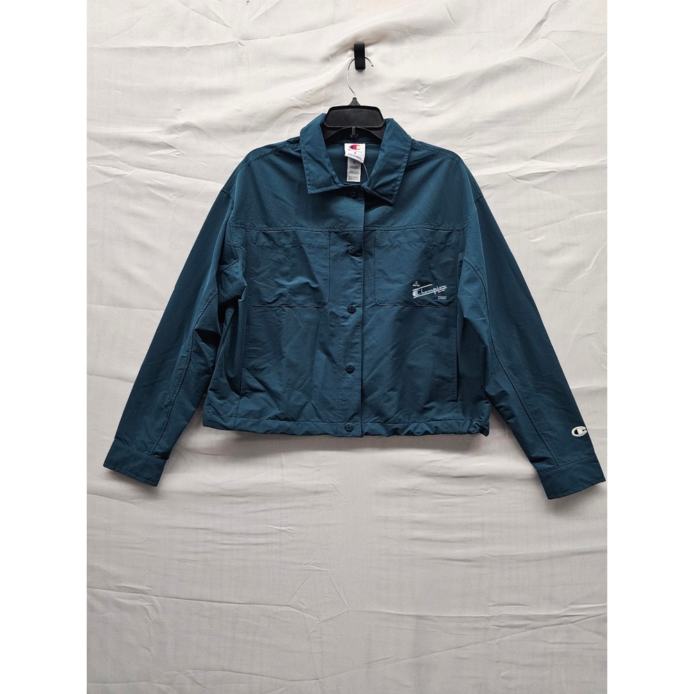 Champion Womens Match Coaches Layering Jacket Blue Nylon Blend Casual Size Small